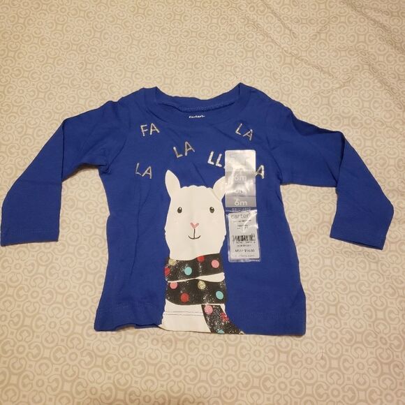CARTER'S FA LA LA LA LLAMA LONG SLEVE TEE SIZE 6 M - Picture 1 of 2